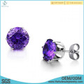 Fashion stylish designs new model big elegant amethyst gold diamond studearrings